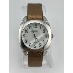 Gossip Watch Women 32mm Case‎ MOP Dial Copper Faux Leather Band- New Battery